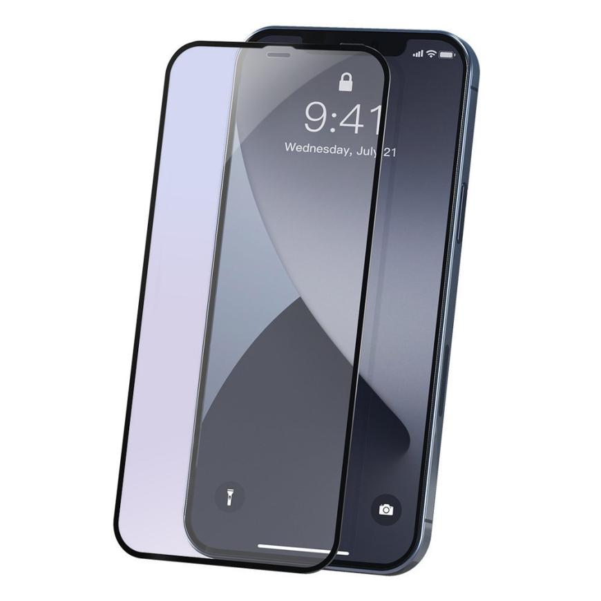 Защитное стекло с укреплённой рамкой и фильтром синего света Baseus для iPhone 12 и 12 Pro (2 шт.)