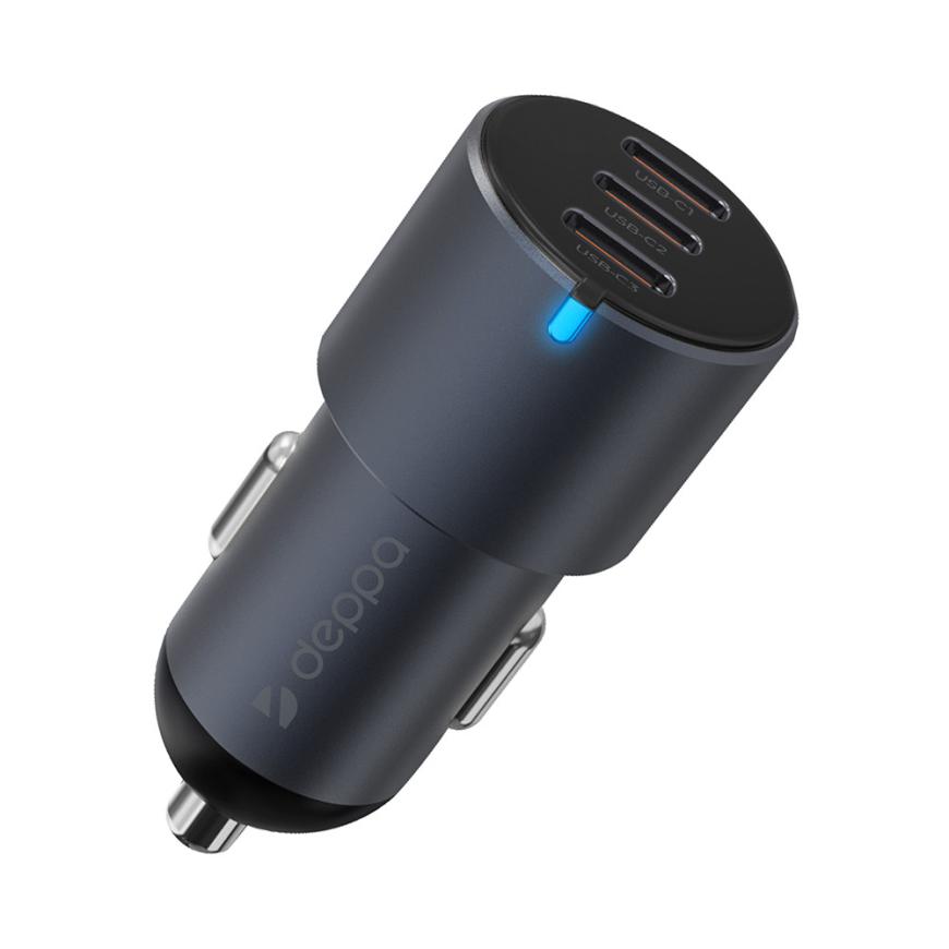 Автомобильное зарядное устройство Deppa Car Charger мощностью 65 Вт (3 USB-C)