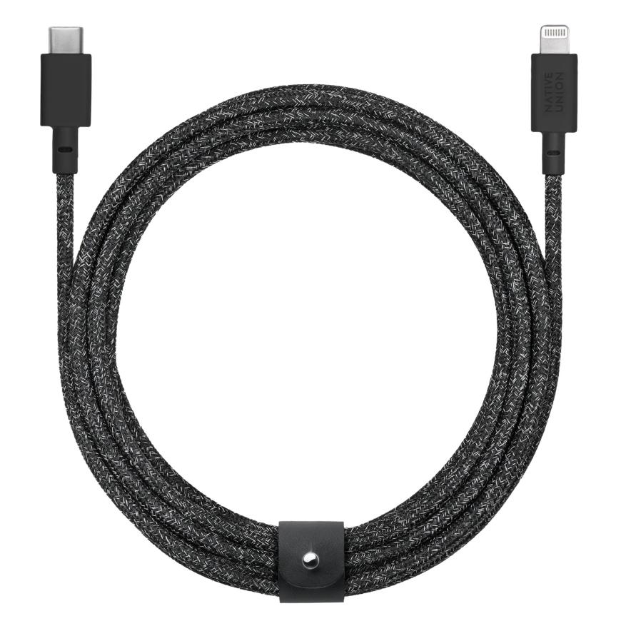 Кабель с оплёткой и ремешком Native Union Belt Cable XL USB-C — Lightning (3 м)