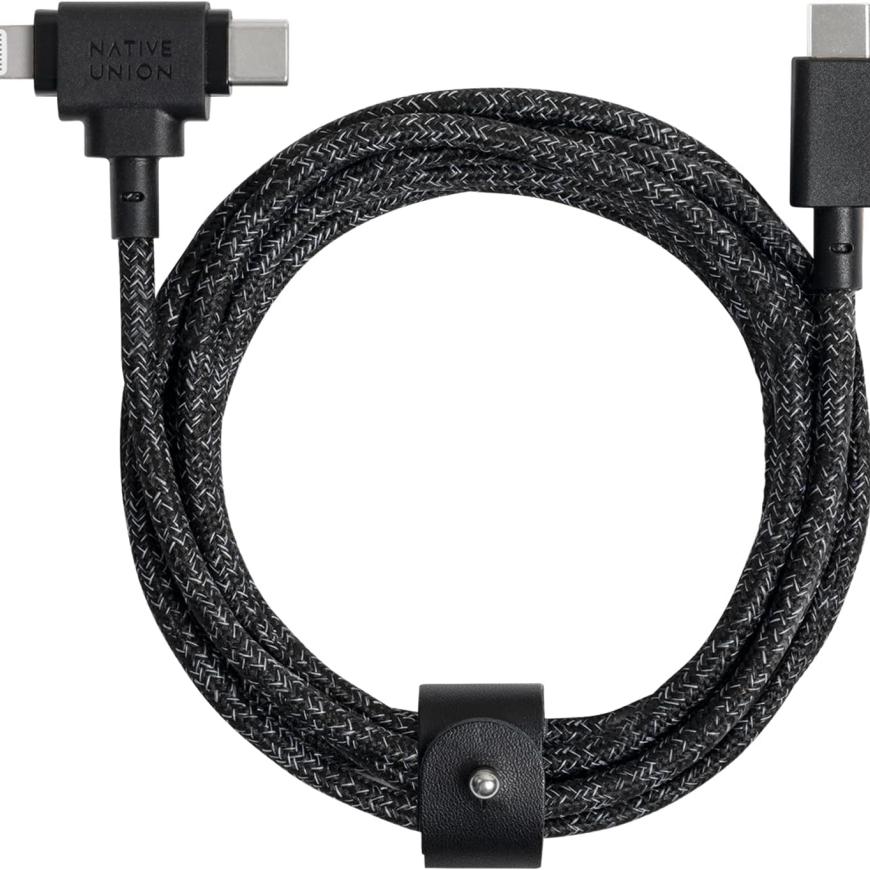 Кабель с оплёткой и ремешком Native Union Belt Cable Duo USB-C, Lightning — USB-C (USB 2.0) (1,5 м)