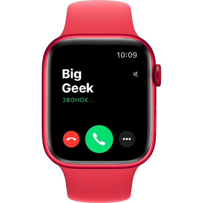 Часы Apple Watch Series 9, 45 мм, алюминий цвета (PRODUCT)RED, ремешок Sport Band красного цвета