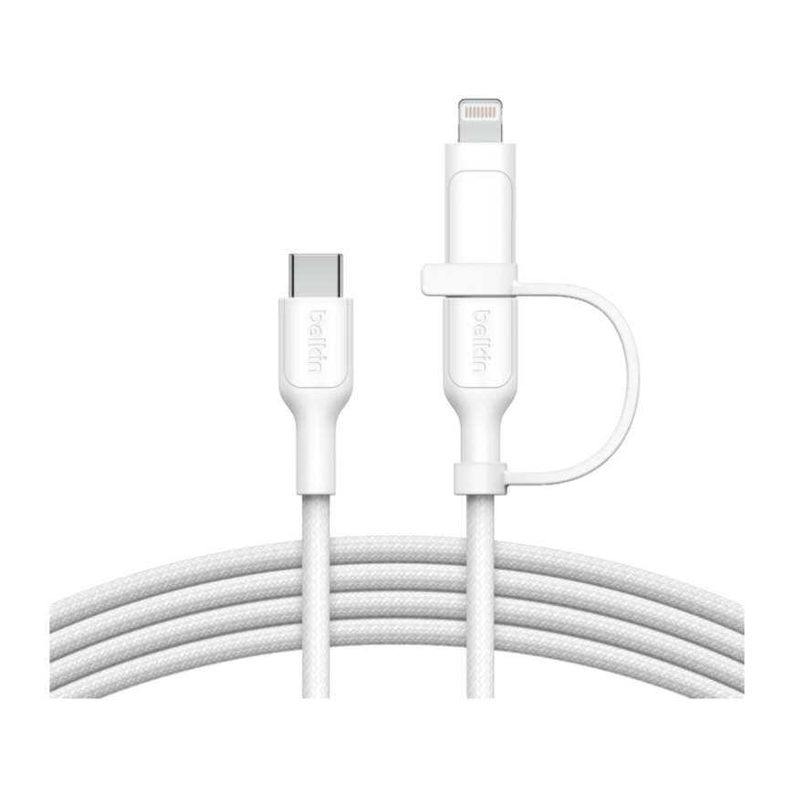 Кабель с оплёткой и ремешком Belkin BoostCharge Pro USB-C — USB-C, Lightning (USB 2.0) (1,5 м) (CAC003)