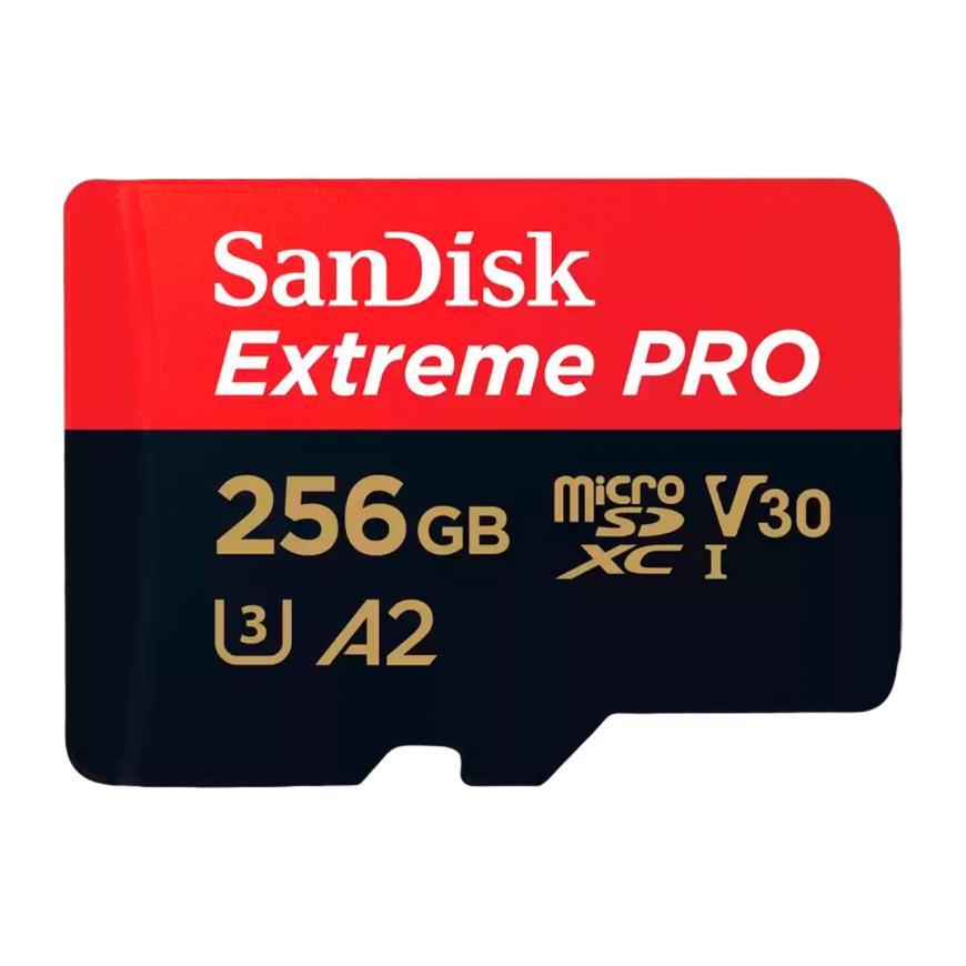 Карта памяти SanDisk Extreme Pro microSDXC UHS-I 256 ГБ (U3, V30, A2) с адаптером