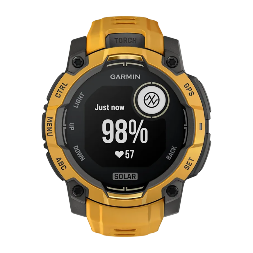 Спортивные часы Garmin Instinct 3, 45 мм, Solar, силиконовый ремешок цвета «солнечный луч/серый»