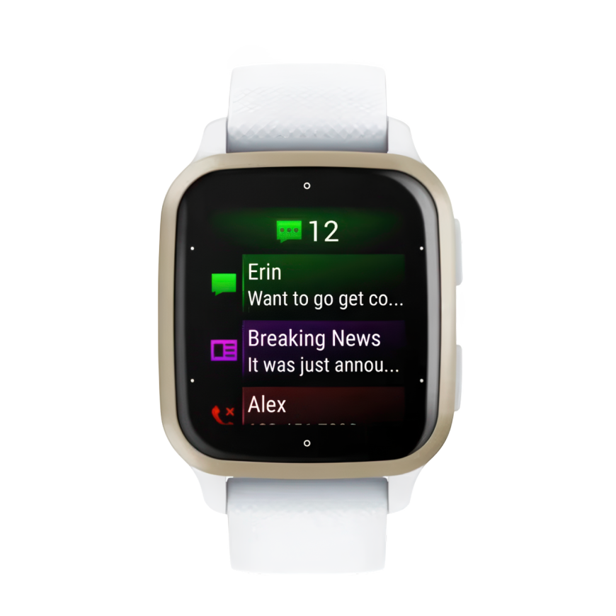 Спортивные часы Garmin Venu Sq 2, 40 мм, белый силиконовый ремешок