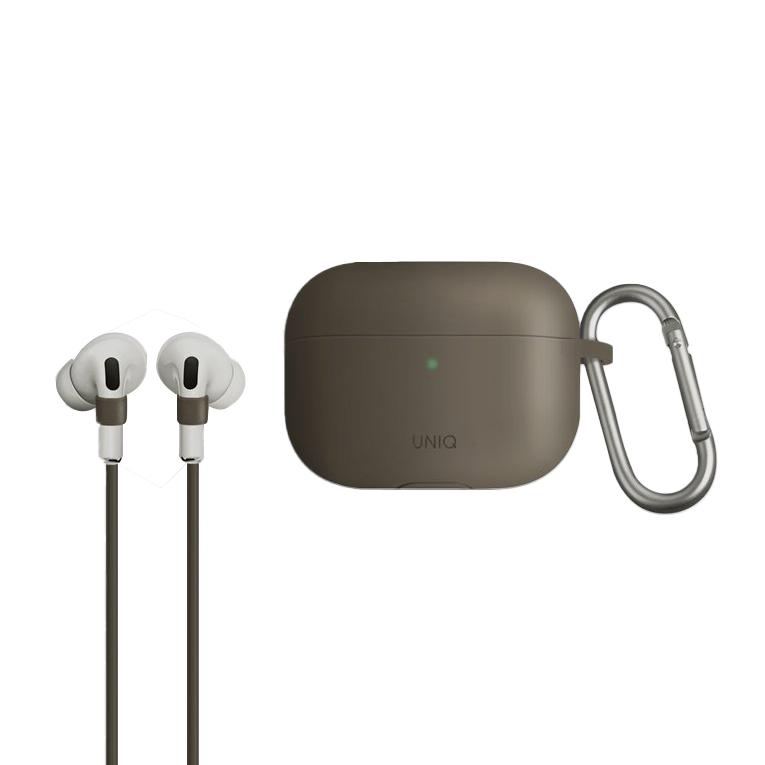 Силиконовый чехол с карабином и шнурком от потери Uniq Vencer для AirPods Pro 1-го поколения